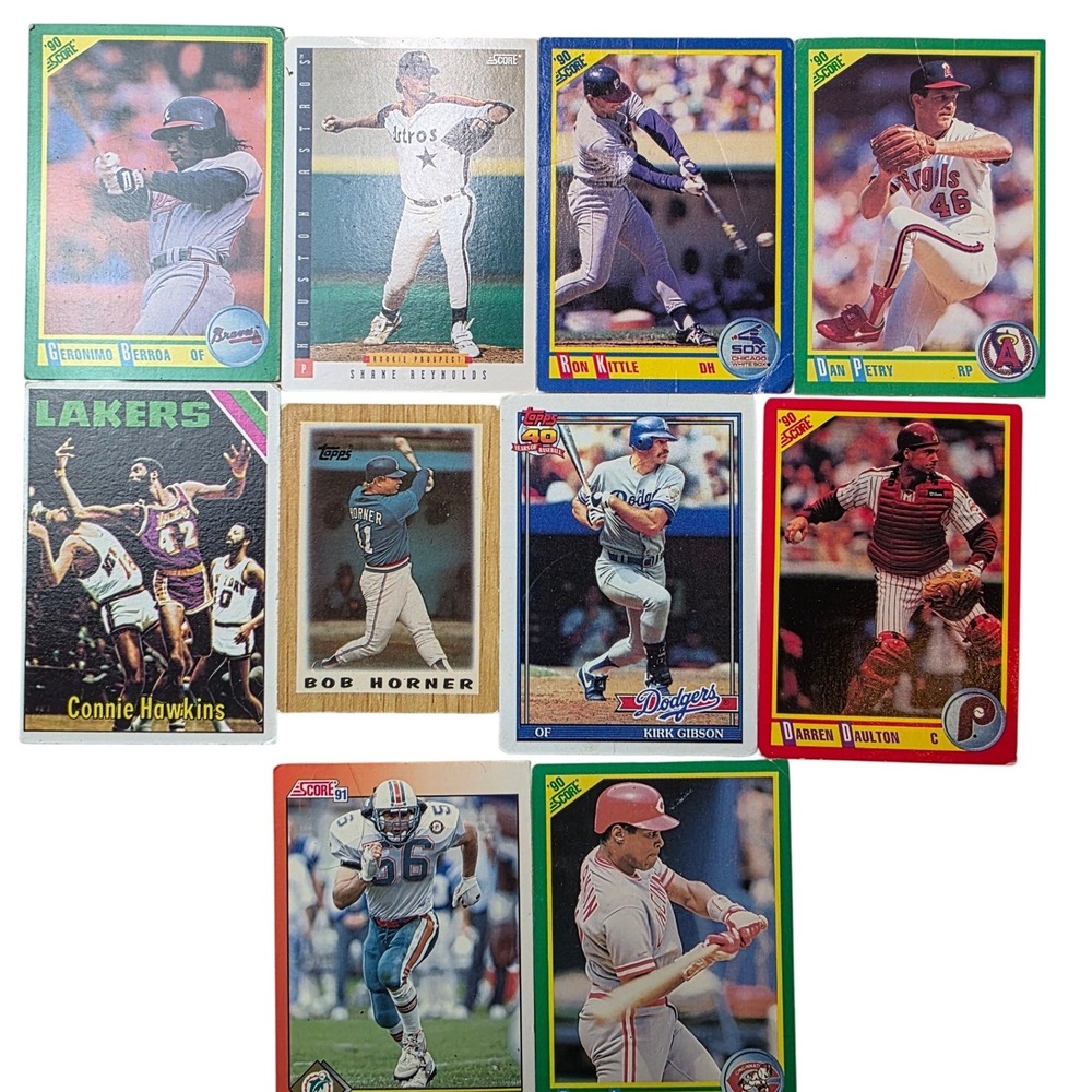 Vintage Sports Card Lot 10pc‎ 1990 1991 Score Topps Larkin Gibson Hawkins A6
